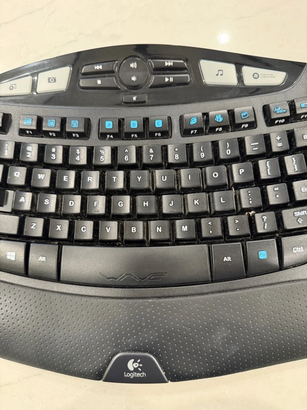 Logitech Black Wireless Ergonomic Keyboard with Palm Rest and Shortcut Keys